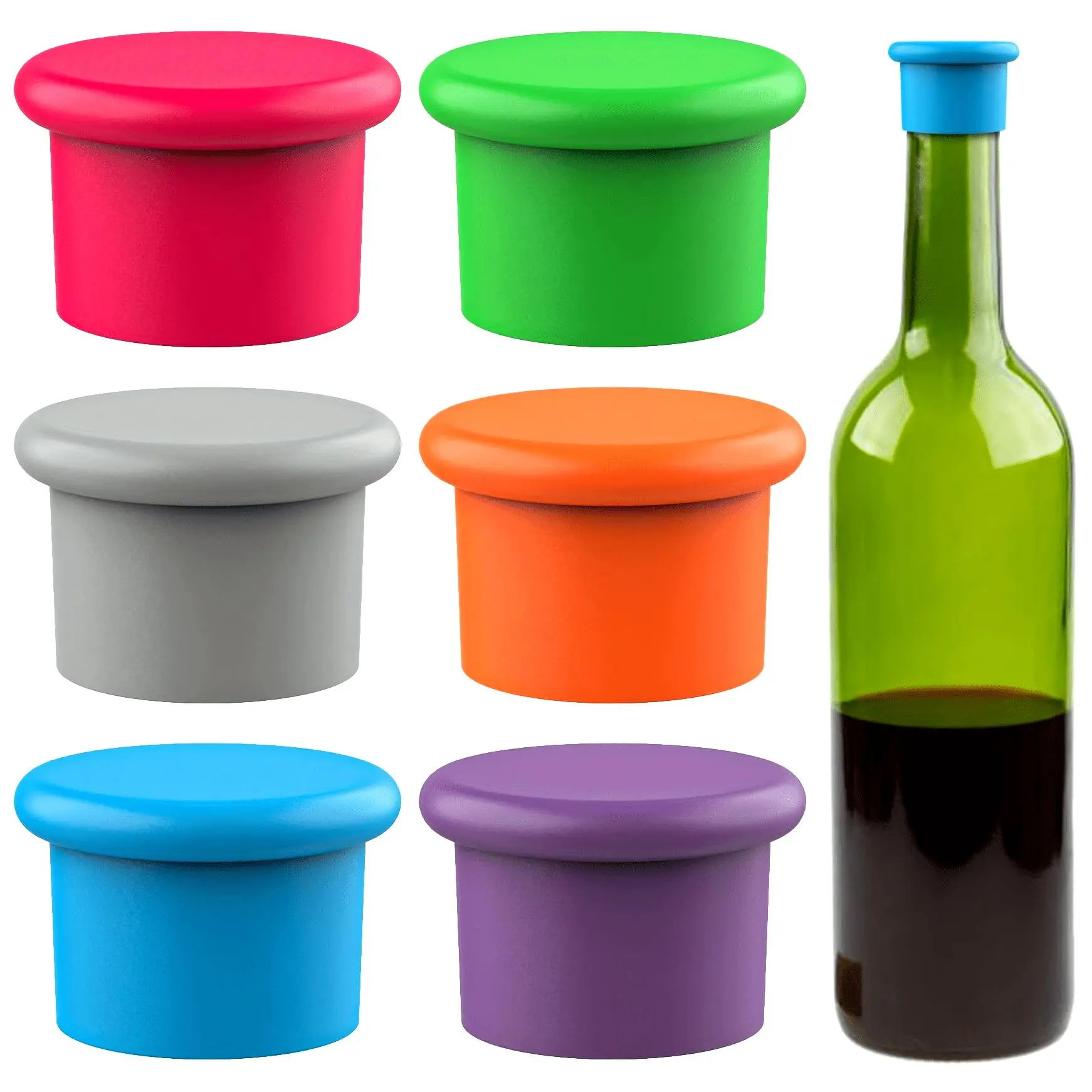 Food Grade Silicone Wine Bottle Stopper, Eco-Friendly Non-Toxic Leak-Proof Reusable Cap, Keeps Wine Fresh Longer, Ideal for Home Use