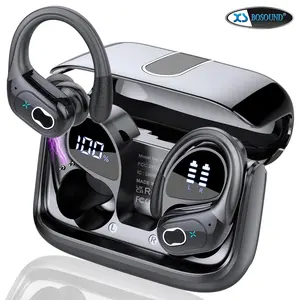 RythmWave BX-HD65 Wireless Earbuds 75hrs Bluetooth 5.3 Headphone Sport, 2024 Bluetooth Earbuds Stereo Deep Bass Over Ear Bud with Earhooks, ENC Noise Cancelling Mic, IPX7 Waterproof Earphone, Camel