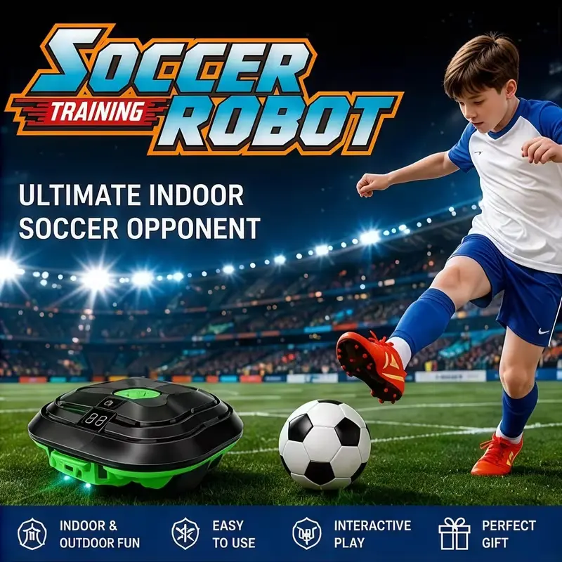 Interactive Soccer Training Robot with Smart Sensor, Adjustable 3 Speed Levels Football Goalkeeper Training Device, Indoor Outdoor Sports Equipment to Improve Footwork Reflex for Kids Boys, Perfect Gift for Birthday Party Family Game Night