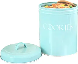 OUTSHINE Cookie Jars for Kitchen Counter | Farmhouse Mint Cookie Jar with Airtight Lids | Vintage Metal Cookie Container | Sweet Cookie Jar for Countertop  Tin Set Utensils Canister
