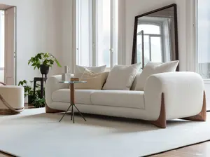 Bouclé Upholstered Sofa Modern Aesthetic 90.55 x 37.40 x 28.35 Solid Wood Chic Bouclé Pattern for Living Spaces Comfortable & Stylish Addition