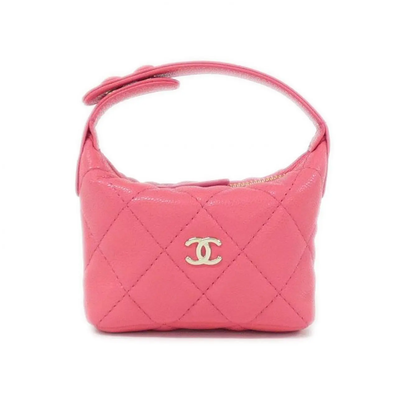 Pre-owned CHANEL Calfskin Small Leather Goods Timeless Classic Caviar Skin Bag Charm