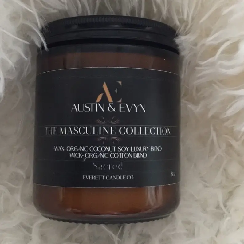 8oz Candle (Masculine Collection) Scent- Sacred