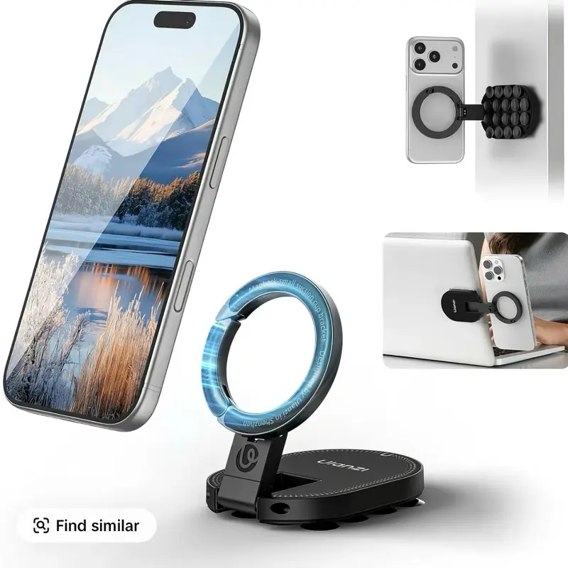 ULANZI MA39 3-in-1 Suction Magnetic Smartphone Holder for MagSafe, 360° Rotatable Tripod Mount with Carabiner Clip, Compatible with iPhone 17-12, Ideal for Car Dashboard, Office