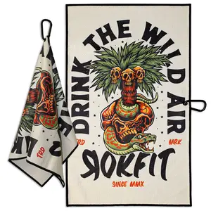 RokFit Gym & Golf Towel – Multi-Use, Quick-Dry, Durable Utility Towel with Bold Graphic and Carabiner Clip (Drink The Wild Air)