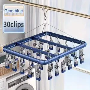 Aluminum alloy drying rack, multi-clip balcony multi-functional underwear and underwear special hanger with clip to dry socks artifact