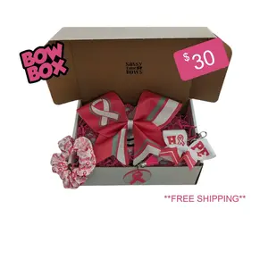 Breast Cancer Awareness - Cheer Bow Box - Pink Bows