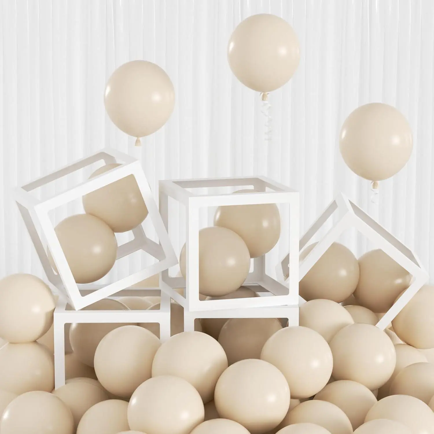100Pcs Small Cream Balloons 5 Inch, Mini Matte White Sand Beige Latex Balloons Fillers For Boho Neutral Nude Wedding,Bear Baby Shower, Birthday Party Decor