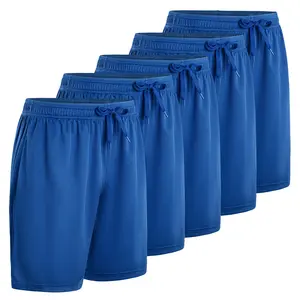 5-Pack Solid Color Men's Athletic Shorts Quick Dry Breathable Mesh Gym Shorts with Elastic Waist