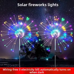 2pack Outdoor Solar Firework Lights, 240 LED Christmas Decorations, Ip65 Waterproof, 8 Lighting Modes, Garden Yard Party Xmas New Year DIY