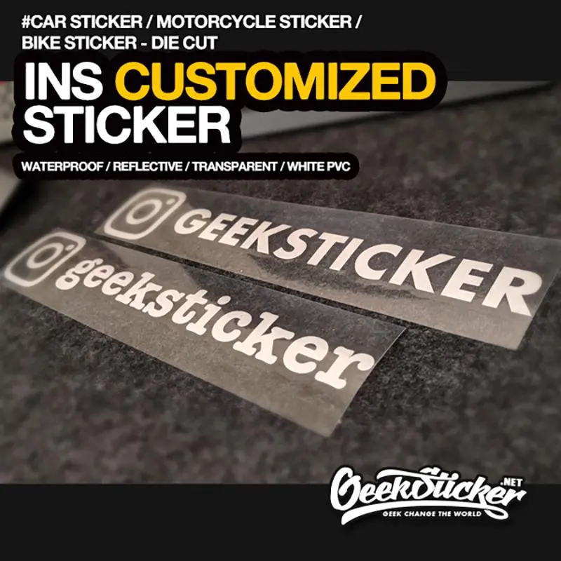 Customized Personalized Die Cut Instagram User Name Waterproof Reflective Car and Motorcycle Decals Bumper Ins Sticker