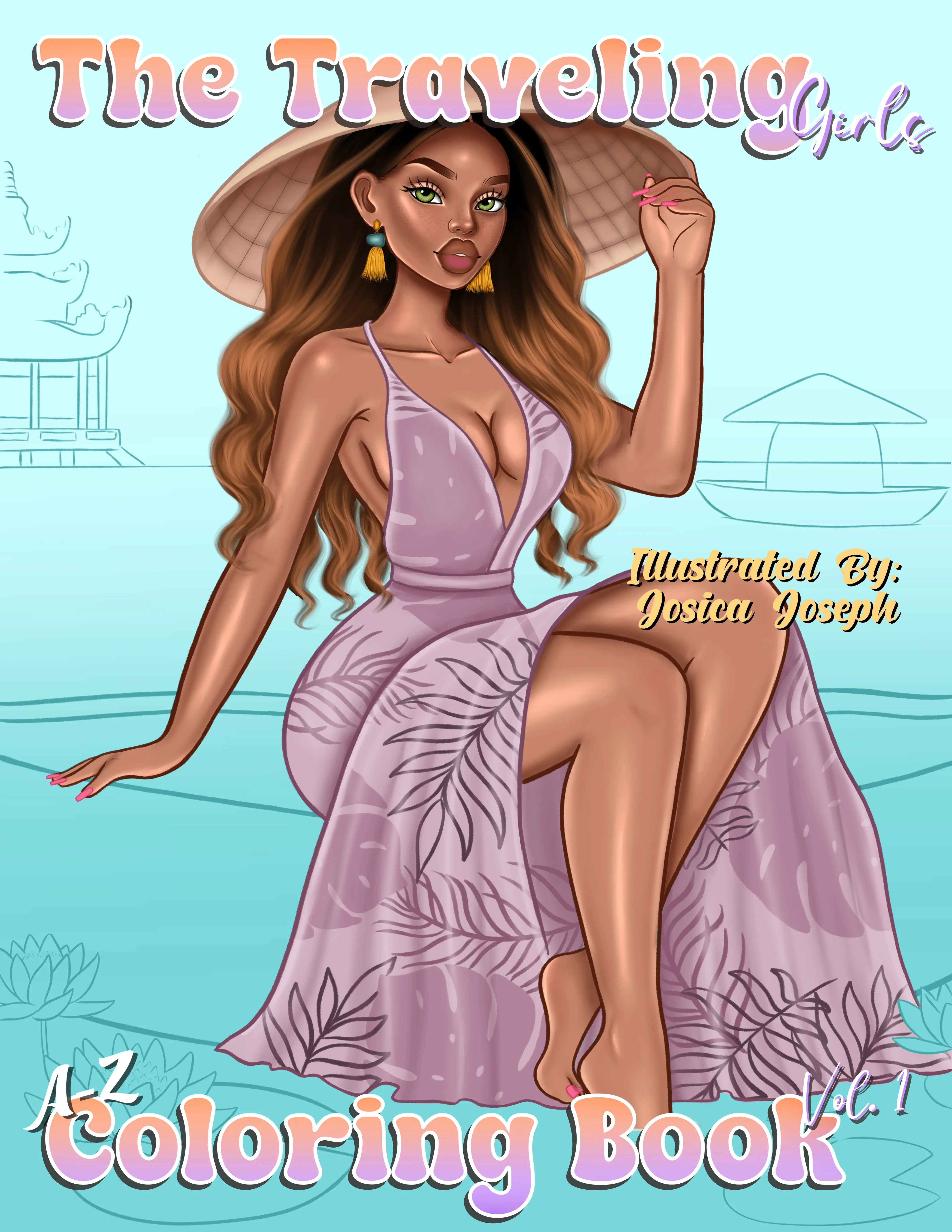 60s Travel Paper Coloring Book for Creative Girls & Coloring Enthusiasts - 50 Unique Professional-Quality Designs, 8.5"x11" Matte Cover, Thick Paper, Durability, Drawing & Traveling Use, Ideal Gift