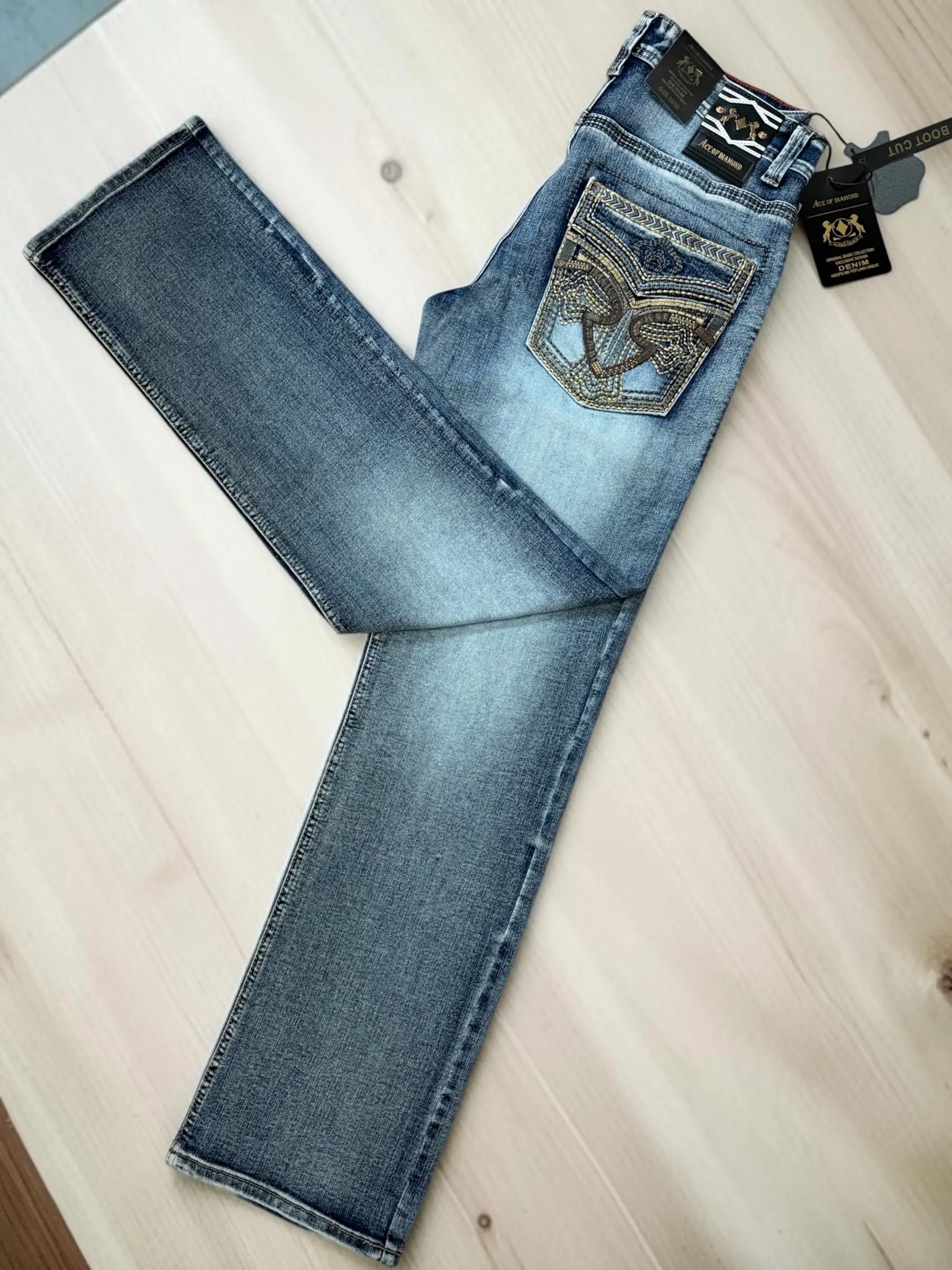 ACE 1400 M Blue  Western Cowboy Jeans Straight Fit Boot Cut / Pantalon Vaquero corte de Bota