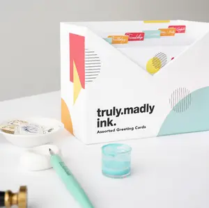 Truly Madly Ink, Boxed Set of 40 Assorted All-Occasion Greeting Cards, Happy Birthday Card Set, Boxed Stationery Set, Boxed Greeting Cards, Handmade Calligraphy Cards, Calligraphy Greeting Cards, Set of 40 Cards and Envelopes, Greeting Card Design
