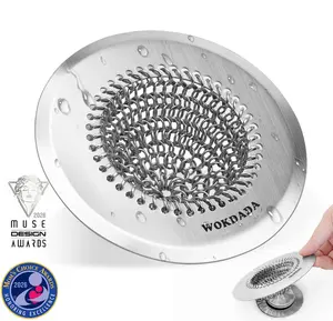 Bathroom Bathtub Drain Hair Catcher Reversible 304 Stainless Steel Shower Drain Protector Fast Drainage for Pop-Up & Regular Drains WOKDADA