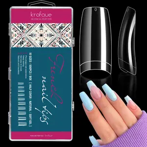 Clear Nail Tips - 500PCS Half Cover False Nails Tips 10 Sizes French Nails Tips Lady French Style Soft Gel Artificial Tip Manicure with Box for Nail Tips Art Salons and Home DIY
