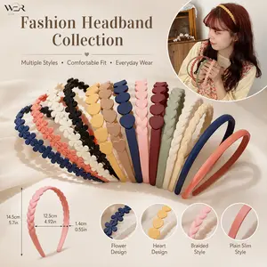 Fashion Headband Collection Flower Heart Braided Plain Slim Style Comfortable Jewelry for Women Girls Daily Wear Gift
