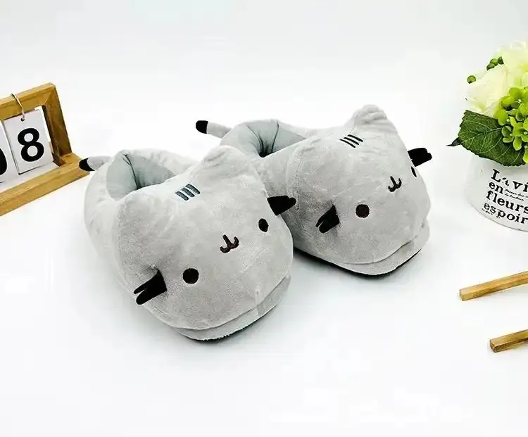 Cute Slippers Cartoon Cat Slippers Indoor Home Warmth Fall & Winter Plush Cotton Shoes Cotton Slippers for Men