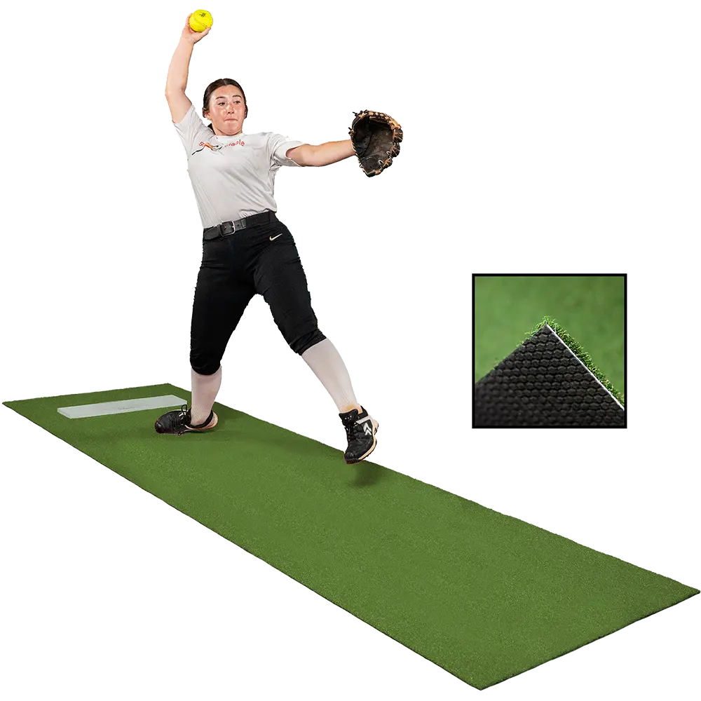 3 × 10 Customizable Softball Pitching Mat - Green
