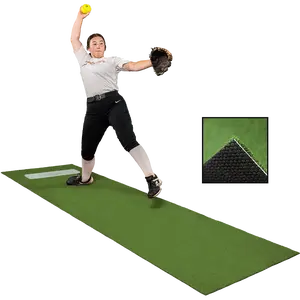3 × 10 Customizable Softball Pitching Mat - Green