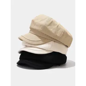 Women’s Vintage Octagonal Hat, British Newsboy Style Beret, Simple Painter Korean Version, Casual Fashion Headwear for Women