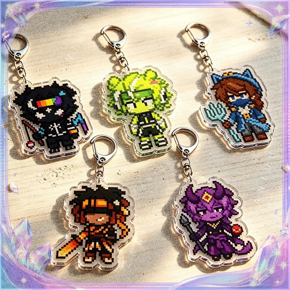 (#24 Designs) Unstable Universe Pixel Style Wifies Art Keychain Accessories Bag Charms Squiddo Ashswag PrinceZam Eggchan Spoke Acrylic Game Keyrings