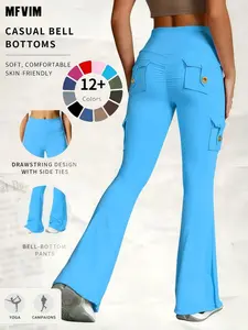 High-Waisted Yoga Pants with Pockets, Sporty Style, Athleisure Style Bottoms, Natural Waist, Multi-Pocket Design, Suitable for Running, Cycling, Gym, Casual Wear