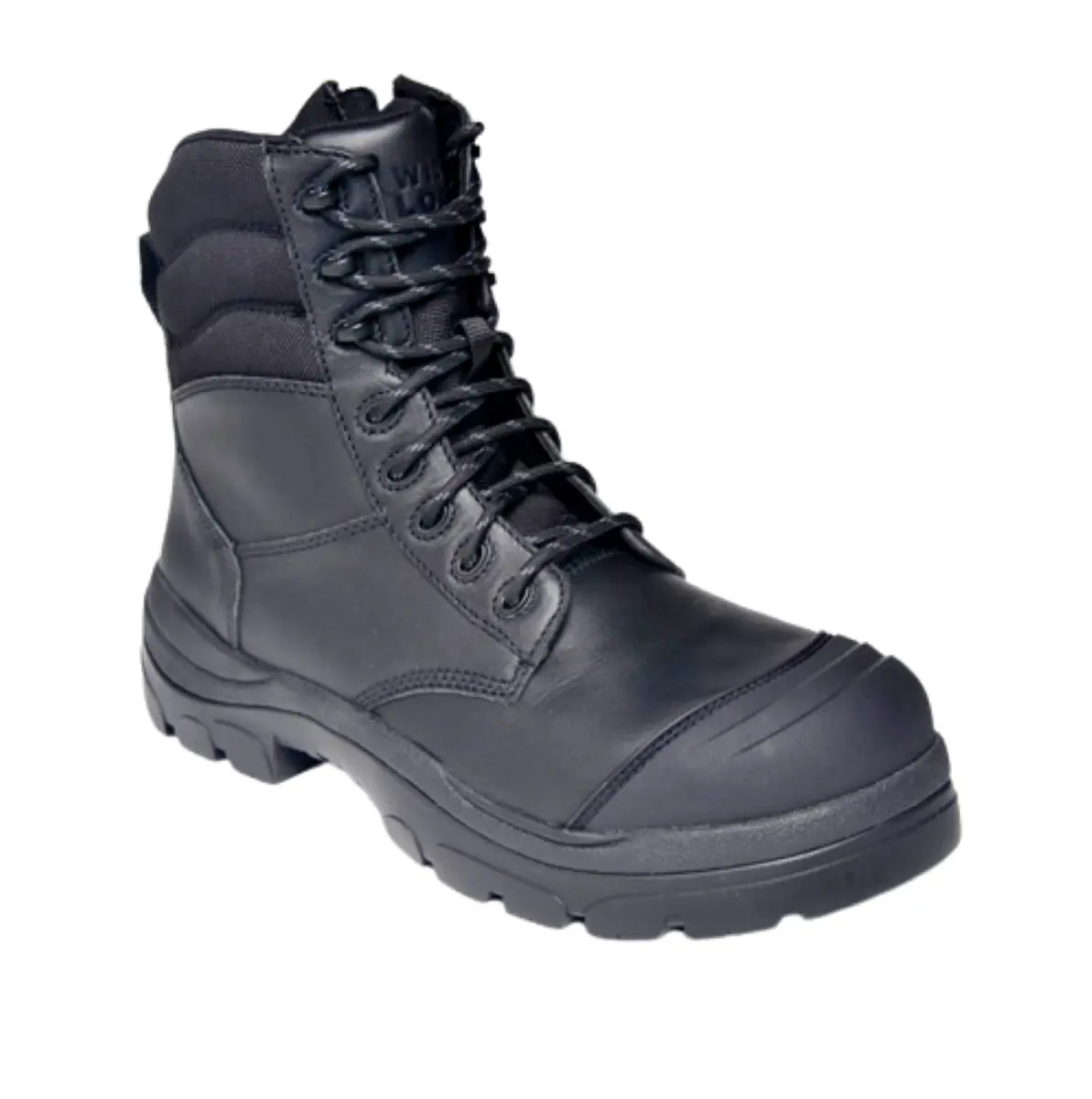 Wide Load 890BZC Men's 8inch Composite Toe Work Boot - Black Leather, Side Zipper, Lace Up Safety Toe Boot