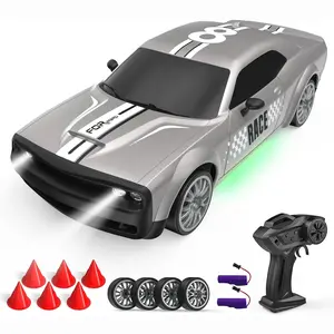 Remote Control Drift Car 2.4GHz 1:20 Scale 4WD 20KM/H High Speed Remote Control Vehicle with LED Lights Drifting Tire 2 Rechargeable Batteries Fun Toy Cars for Boys Girls kid