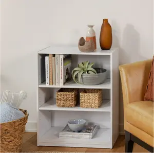 3-Shelf Bookcase with Adjustable Shelves, White