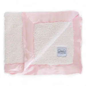 Classic Chenille Baby Blanket with Satin Trim - Pink