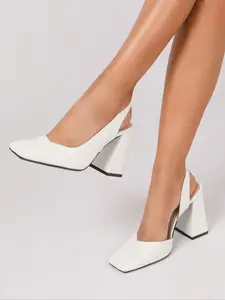 Women's Square Toe High Heels, Elegant Heeled Shoes, Comfortable Walking Shoes, Elegant Office Work & Daily Commute, Fashion Party Outdoor Activities