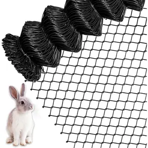 Black Vinyl Coated Chain Link Fence Fabric, 2in 6ft X 50ft Diamond Hole Wire Fence, Galvanized Fencing Wire Roll for Garden, Farm, Chicken Coop, Pet Enclosure