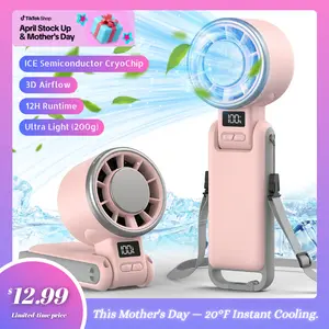 New Ice Cooling Handheld Turbo Fan Portable PlayHot Rechargeable Personal Fan 5 Speed 25550RPM Powerful for Travel Outdoor Camping Hiking Black