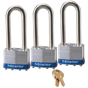 212 MAIN Master Lock Laminated Steel Padlock 1TRILJ, Extra-Long Design, Same Keys Compatibility, Durable Steel Body for Motorcycle Locks & Security