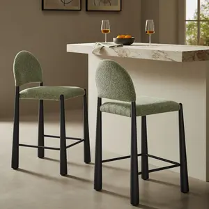 Hayley Upholstered Fabric Counter Stool in Black Leaf