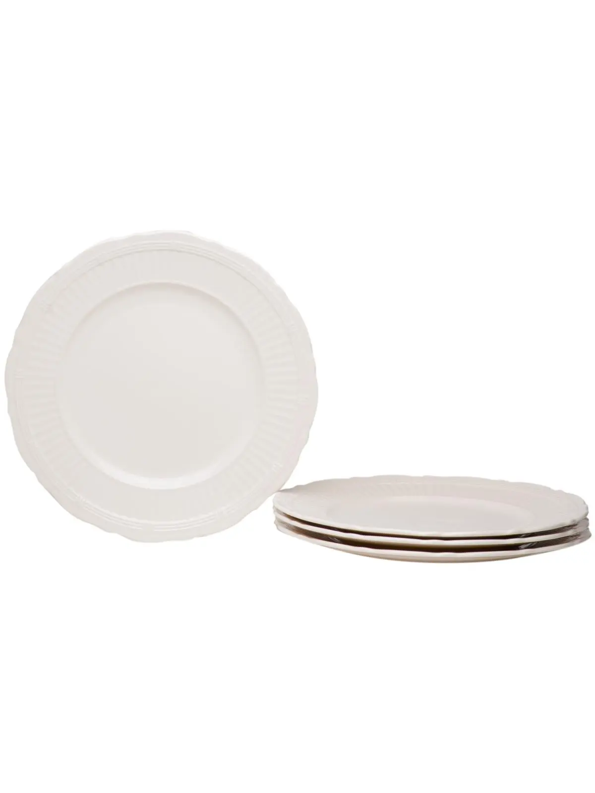 Red Vanilla FE900-401 Tuscan Villa Dinner Plates - 11.25 in. Round, Embossed Pattern, Rim Detailing, Dishwasher Safe, 4-Piece Set for Dinner Use