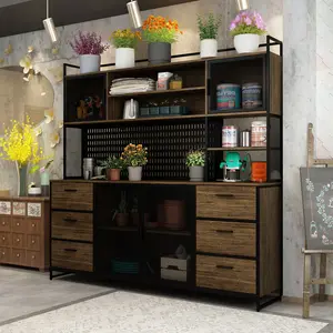 FUFU&GAGA 70.9"W Large Kitchen Hutch Pantry Cabinet, Storage Kitchen Pantry In Metal Frame, Storage Cupboard With Metal Mesh Door, 6 Drawer & Microwave Shelf, For Kitchen Living Room Furniture Organization