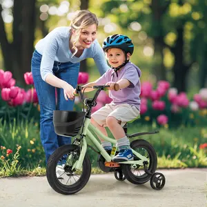COSTWAY - 12-Inch Kids Bike Adjustable with Training Wheels for 3-4 Years Old
