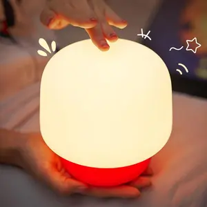 Mushroom Shaped Night Light, 1 Count Cute Mushroom Design Silicone Night Light with 13 Interesting Sounds, Portable Touch Night Light for Room Desktop Decoration