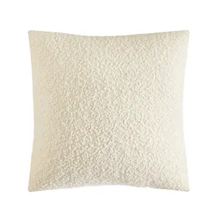 Luxury Ivory Boucle Decorative Pillow 18” x 18” Soft Cozy Square Cushion for Home Styling