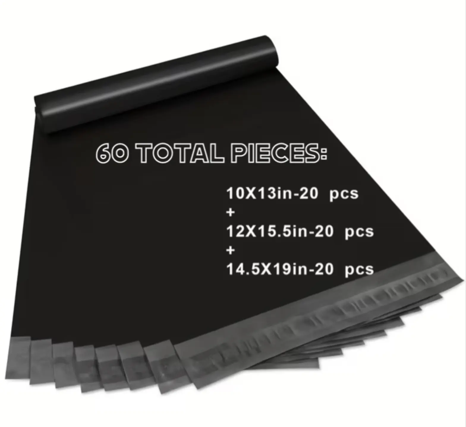 60 Count Pack MIXED SIZES of Self-Seal Poly Mailer Mailers Mailing Envelope Bags for Small Clothing Business Depop Mercari Poshmark Online Orders