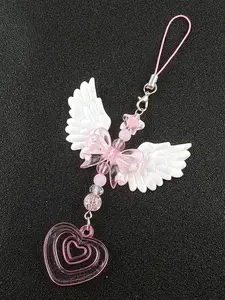 Lovely Wings Bow Heart Mobile Strap Phone Pendant Chain Phone Charms Phone Chains Phone Decoration for Girls Women Fashion Sweet Bags Decorative Accessories Gifts