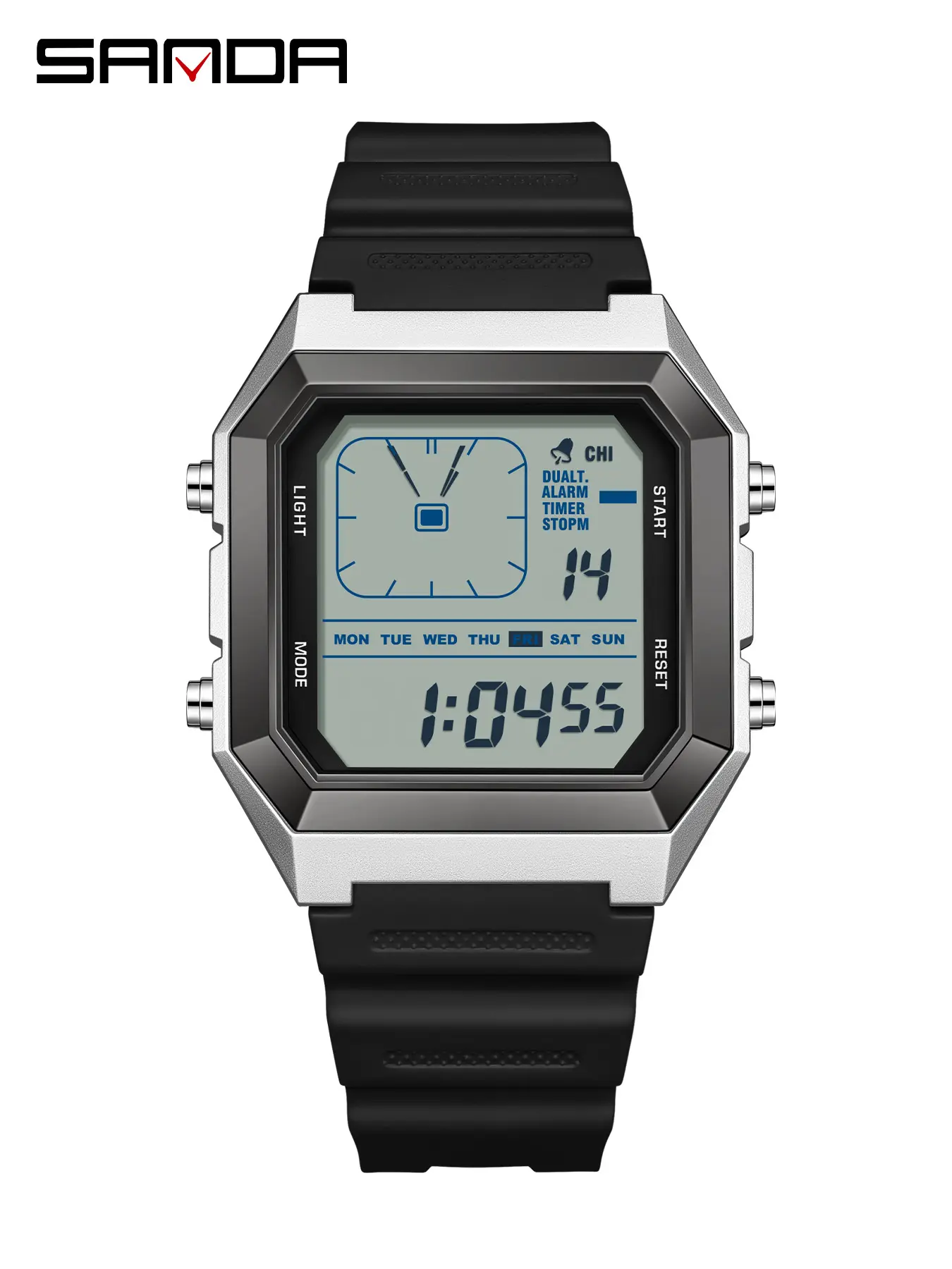 Sanda Simple Analog Pointer Electronic Watch, Fashion Square Unisex Wristwatch, Digital Analog Watches, Multifunctional Digital Clock for Teens, Fashionable Digital Watch, All Seasons