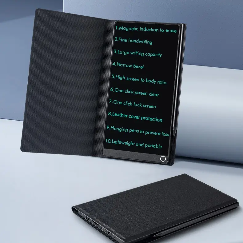 6.5" LCD Writing Tablet with Fine Tip, Reusable Digital Notepad with Leather Case & Hanging Stylus, Portable Writing and Drawing Pad
