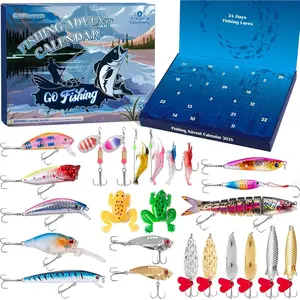 Fishing Advent Calendar 2025, 24 Day Fishing Lure Advent Calendar Fishing Tackle Set for Adult Men Teens Boy, Christmas Countdown Calendar Xmas Surprise Gift for Fisherman