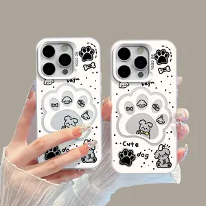 Puppy Paw Smartphone Case for iPhone Series - Silver Design, Lightweight Elegant Cover, Cellphone Tech Accessories for iPhone 12/13/14/15/16/17 Pro Max/XS, Handheld Device Protection