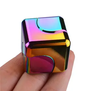 Zinc Alloy Material Colorful Square Finger Spinner Stress Relief Toy, Durable Design for Anxiety Reduction, Perfect Gift Idea