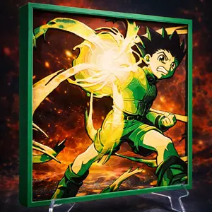 Gon Hunter X Hunter Inspired 3D Hueforge Wall Art with Frame 200x200mm Anime Themed Decor