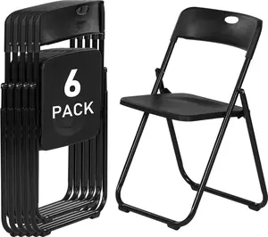 Black Plastic Folding Chairs , Lightweight Foldable Chair with 350lbs Capacity, Metal Frame Easy to Fold & Store, Commercial Chairs for Parties Events Wedding Office Dinning